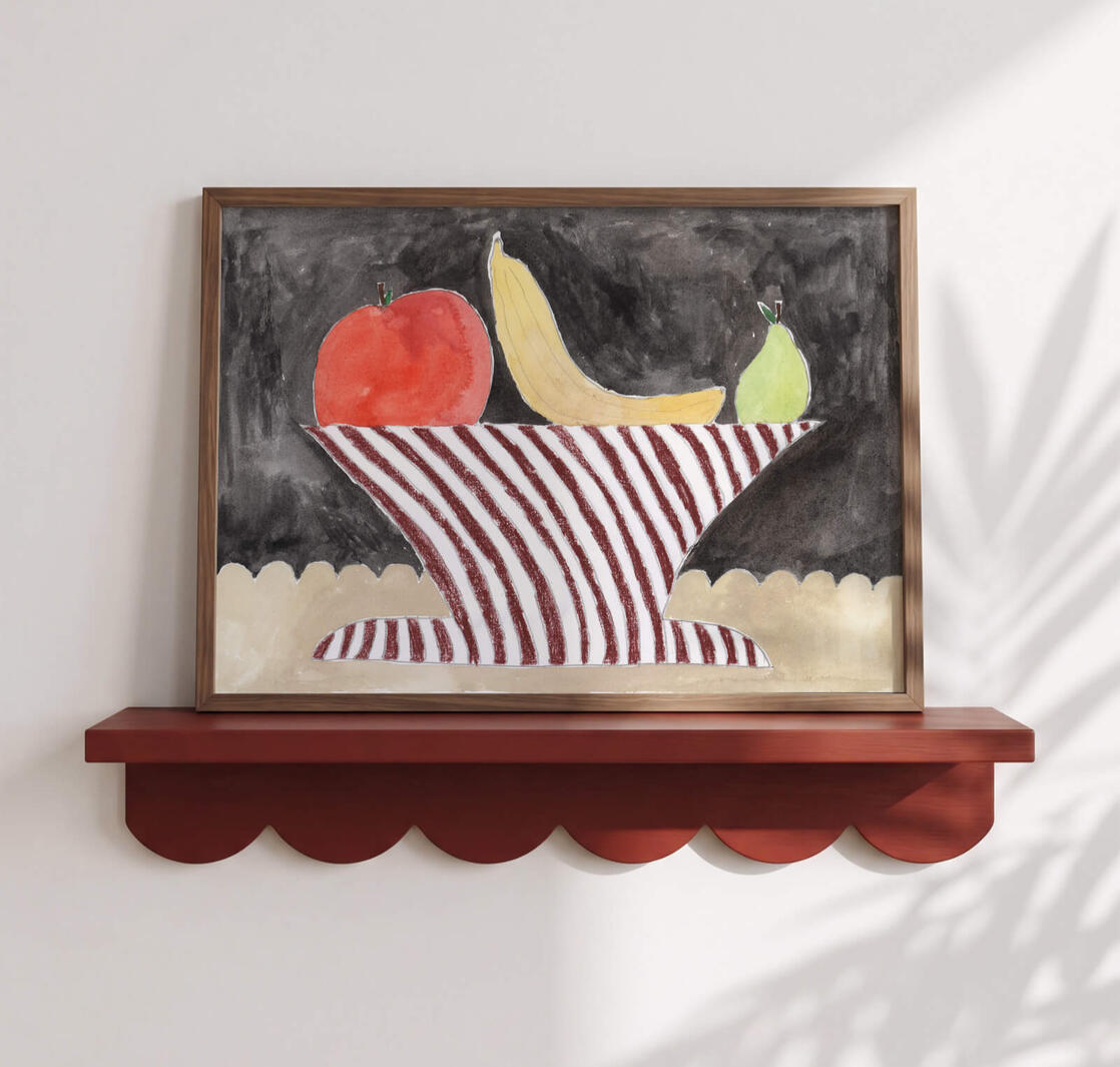 "Fruit Bowl No. 1" - Watercolour, gouache, crayon on paper.